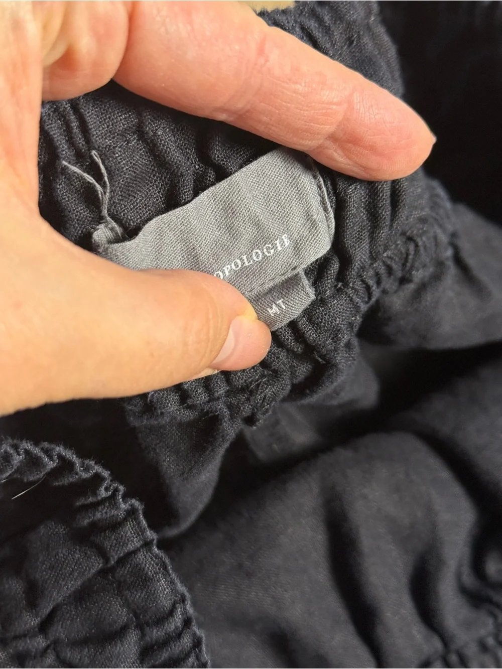By Anthropologie Somerset pull on black cropped linen pants wide leg size MT